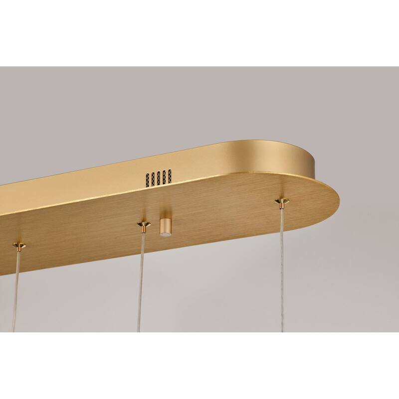 Kenzo LED 6 Light Island Pendant Polished Anodized Bronze Finish Light Guide Panel - Polished Anodized Bronze