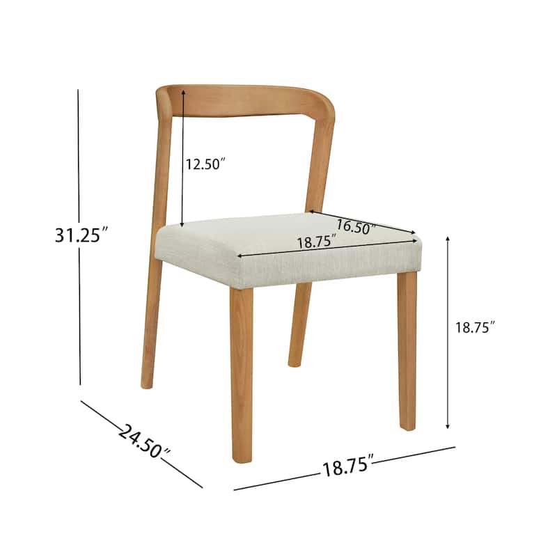 Christopher Knight Home - Eamon Fabric Upholstered Dining Chair with Rubber Wood Frame(Set of 2)