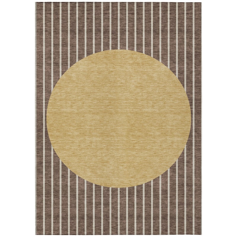Machine Washable Indoor/ Outdoor Modern Sunrise Chantille Rug