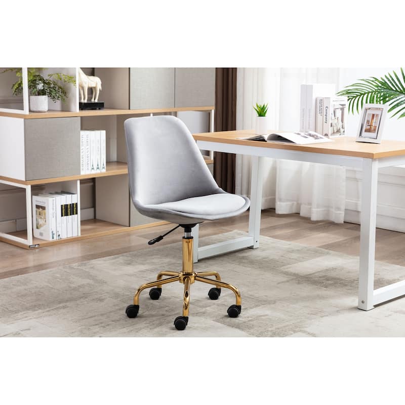Porthos Home Ally Velvet Office Chair Gold Chrome Legs Gaslift Seat