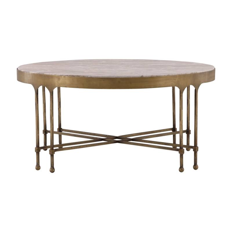 Furniture Classics Shirley Gold Iron Marble Inlaid Coffee Table