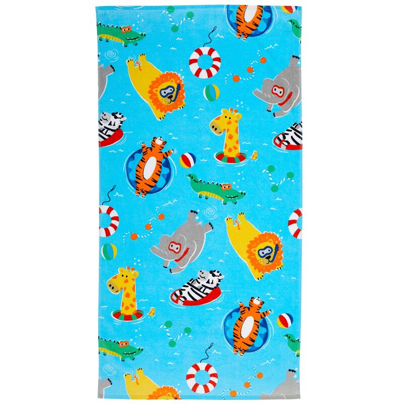Linery & Co. 100% Cotton Printed Beach Towel for Kids, 30" x 60"