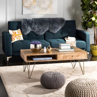 SAFAVIEH Nilgun 1-Drawer 1-Shelf Living Room Coffee Table - 43" W x 21.6" L x 16" H - 43Wx22Dx16H