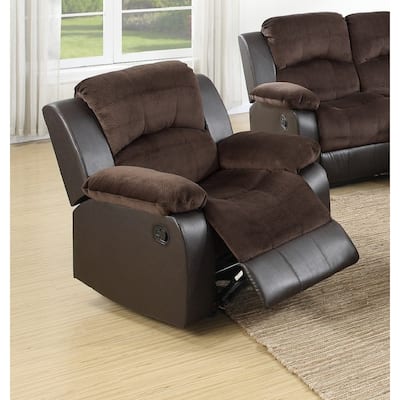 Motion Recliner Chair 1pc Glider Rocker Recliner Living Room Furniture Chocolate Padded Suede Living Room