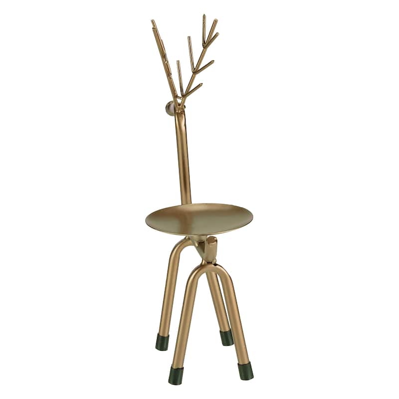 10.25" Small Bronze Reindeer Christmas Pillar Candle Holder