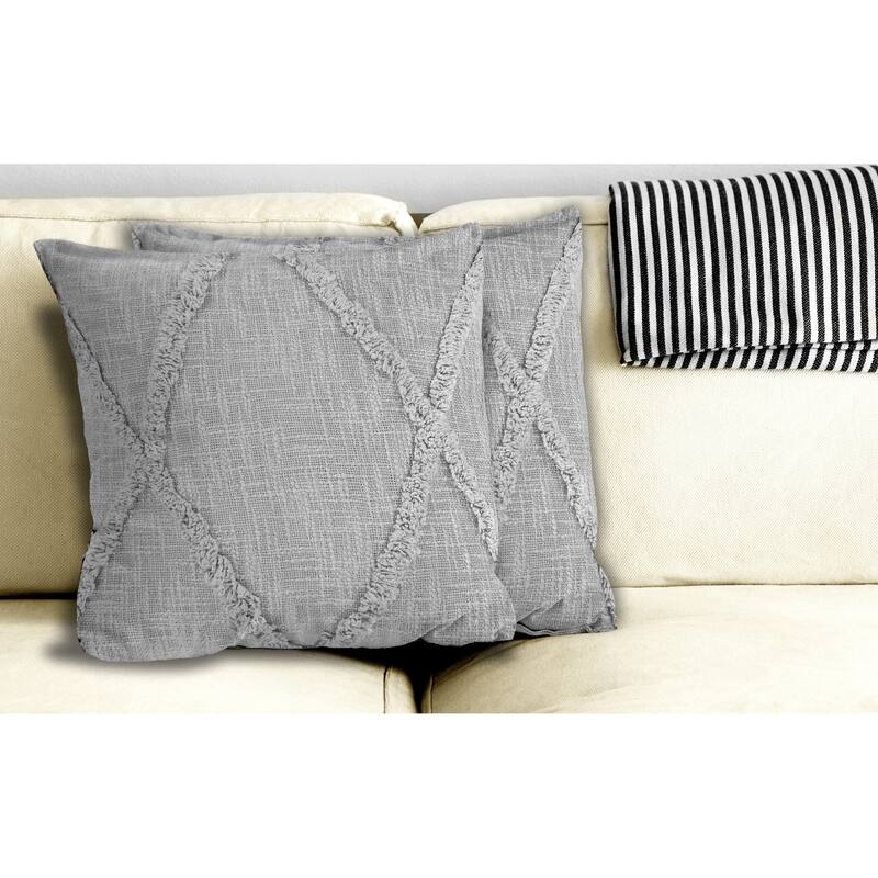 Sevita Light Gray Flatwoven Cotton Throw Pillow, Set of 2