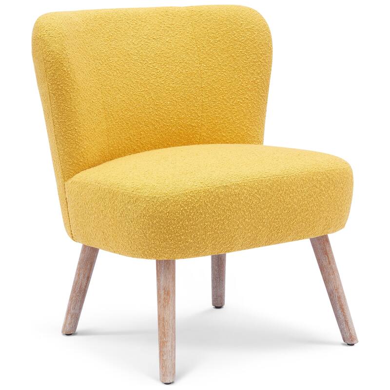 Boucle Polyester Upholstered Armless Accent Chair - Stain Resistant (Set of 2)