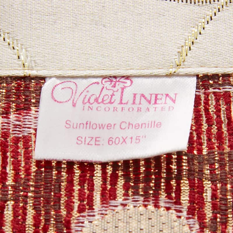 Violet Linen Victoria Chenille Daisy Sunflower, Polyester Jacquard Chenille, 60" x 15", Straight, Rod Pocket Curtain Valance