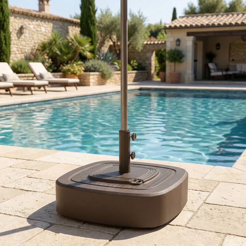 Outsunny Patio Umbrella Base with Wheels, Umbrella Stand with 110 lbs. Sand or 86 lbs. Water Filled