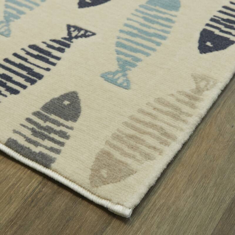 Friendly Fish Geometric Coastal Area Rug