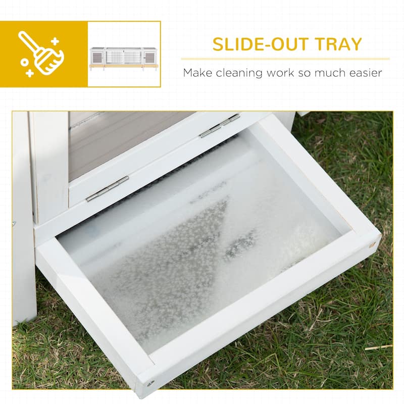 Multifunctional Fir Wood Indoor Small Animal Playpen Cage Hutch with Extractable Divider and Steel Frame
