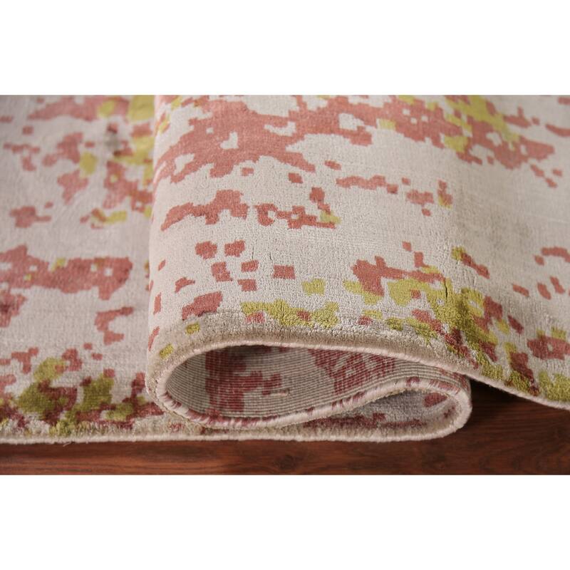 Abstract Modern Area Rug Hand-Knotted Wool Carpet - 3'9"x 7'6"