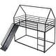preview thumbnail 6 of 26, Modern Black Twin Over Twin House Bunk Bed With Convertible Ladder and Slide