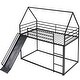 preview thumbnail 6 of 13, Twin over Twin Bunk Bed Metal Frame Creativity House Bed with Ladder and Slide for Kids Teens