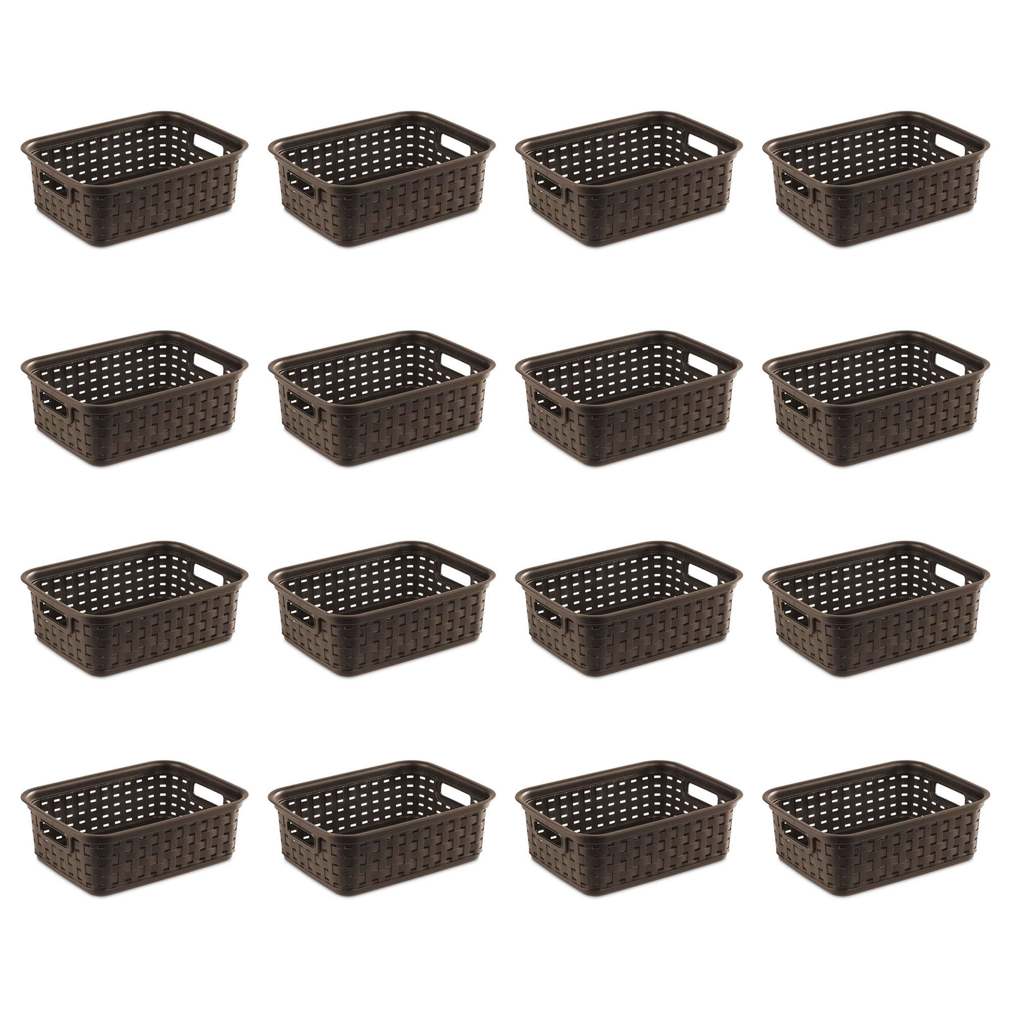 4 Pack White Plastic Baskets with Gray Handles, Narrow Storage Bins for  Organizing, Kitchen and Bathroom Shelves, Small Nesting Containers (5 Inch)