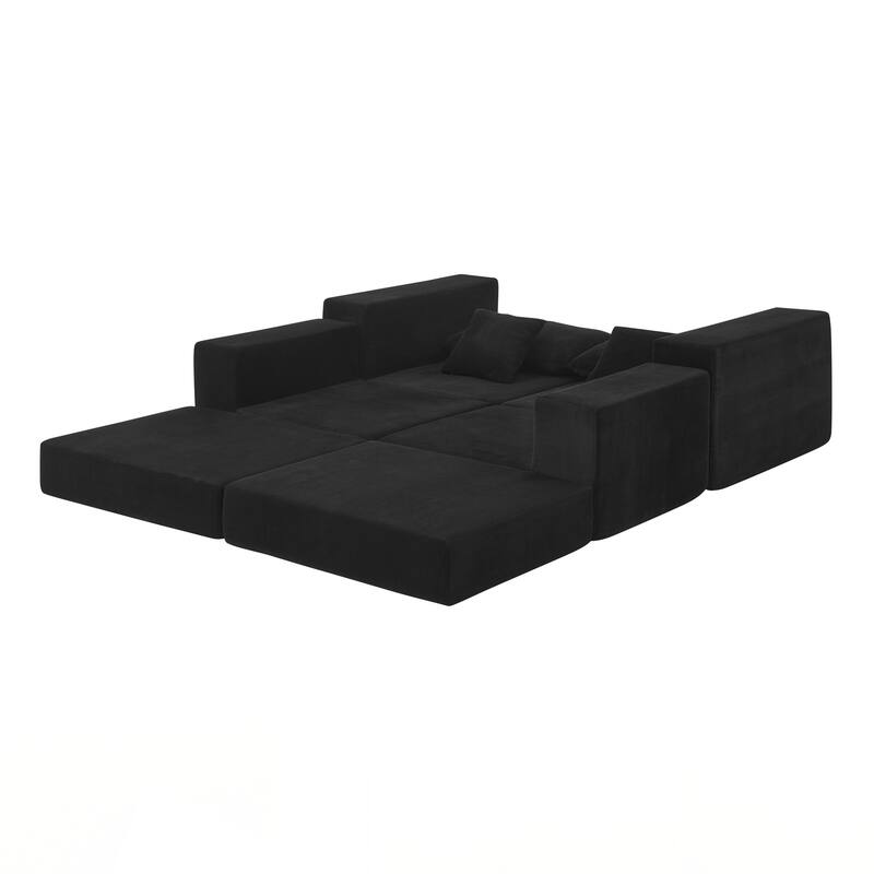 Modular Cloud Sectional Couch, Modern Upholstered L-Shaped Sofa with Removable Ottoman