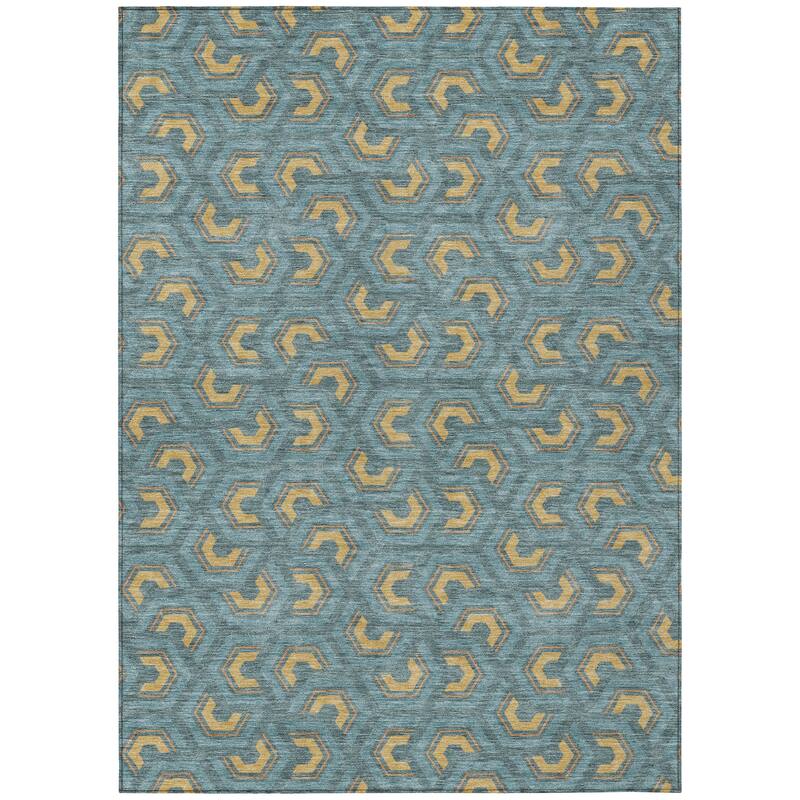 Machine Washable Indoor/ Outdoor Modern Zoa Chantille Rug