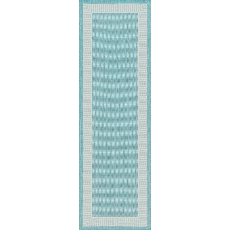 Exo Coastal Striped Border Indoor/ Outdoor Area Rug