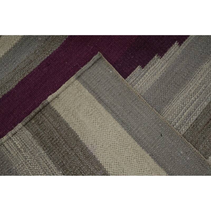Hand Woven Oriental 100% Wool Carpet Southwestern Tribal Greys & Charcoal Kilim Area Rug - 10' 3'' X 8' 3''
