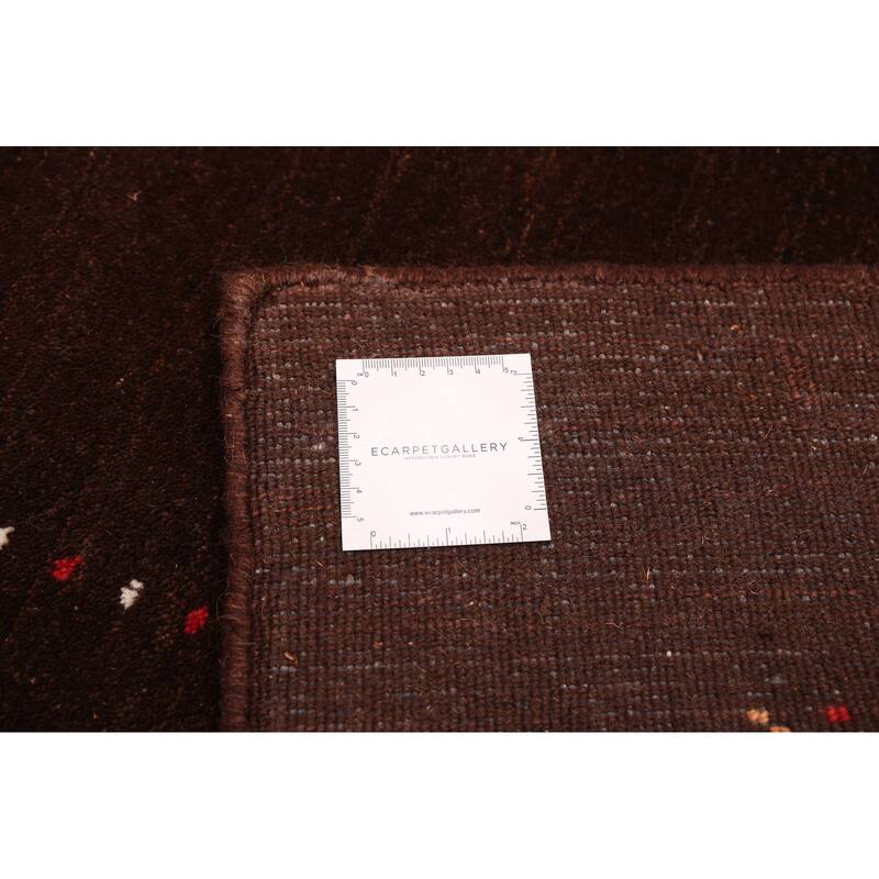 ECARPETGALLERY Hand Loomed Kashkuli Gabbeh Dark Brown Wool Rug - 4'8 x 6'9