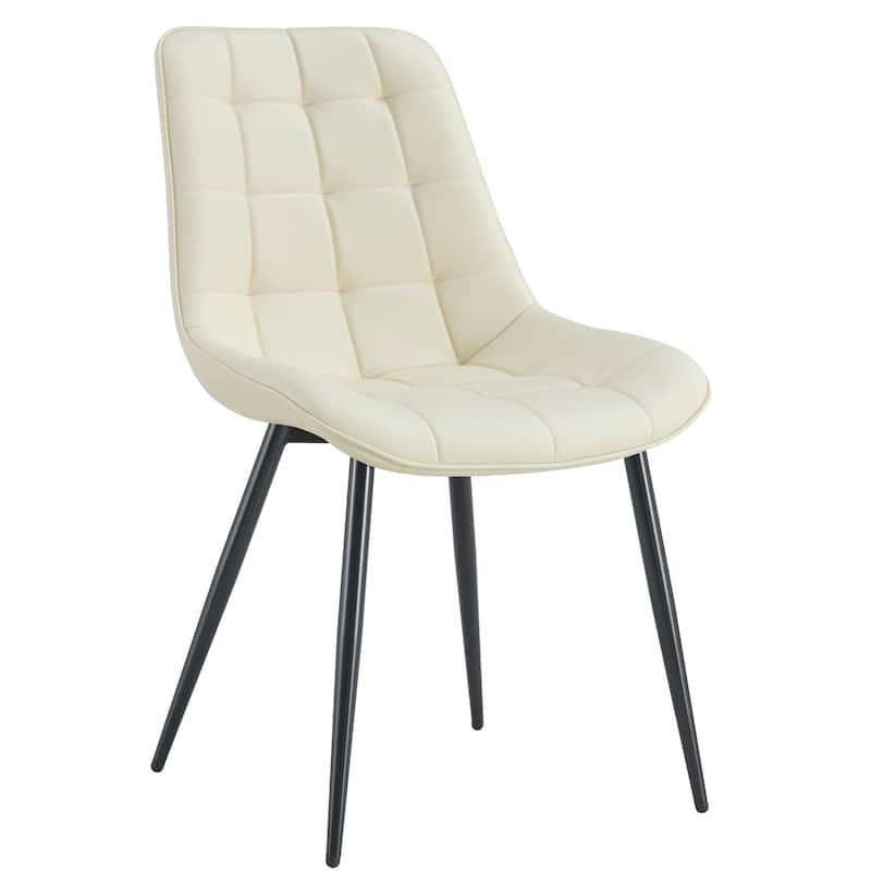 Modern Fabric Dining Chair w/ Grid Pattern and Metal Frame (Set of 2)