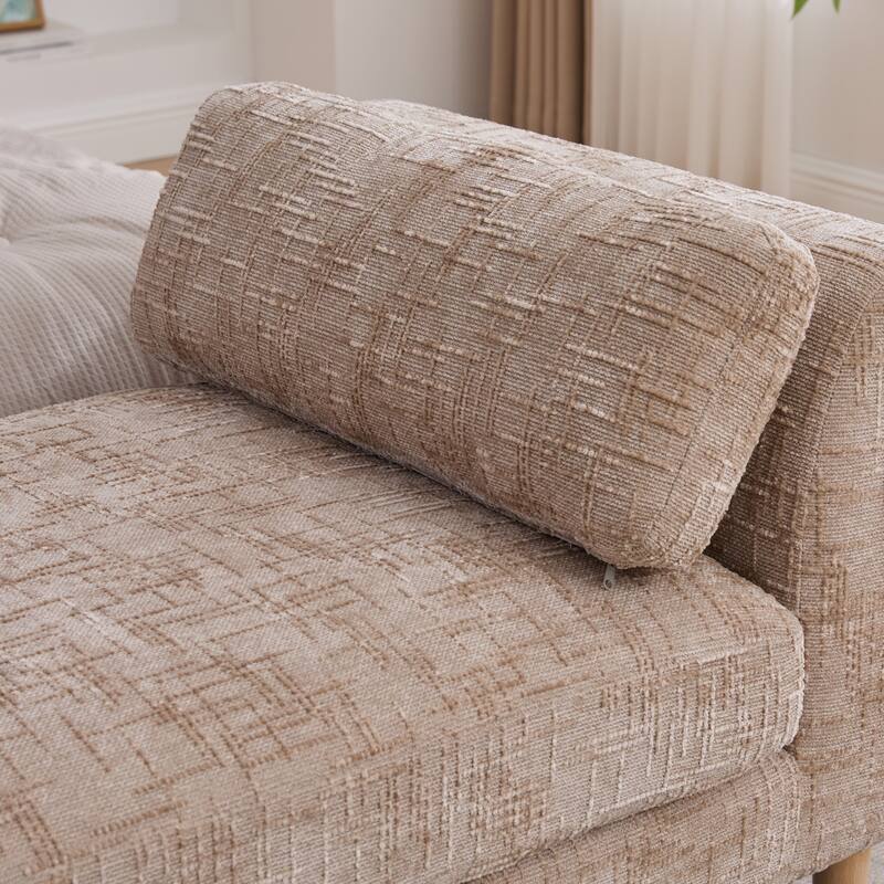 83" Wide Chenille Upholstered End of Bed Bench with Rubber Wood Legs