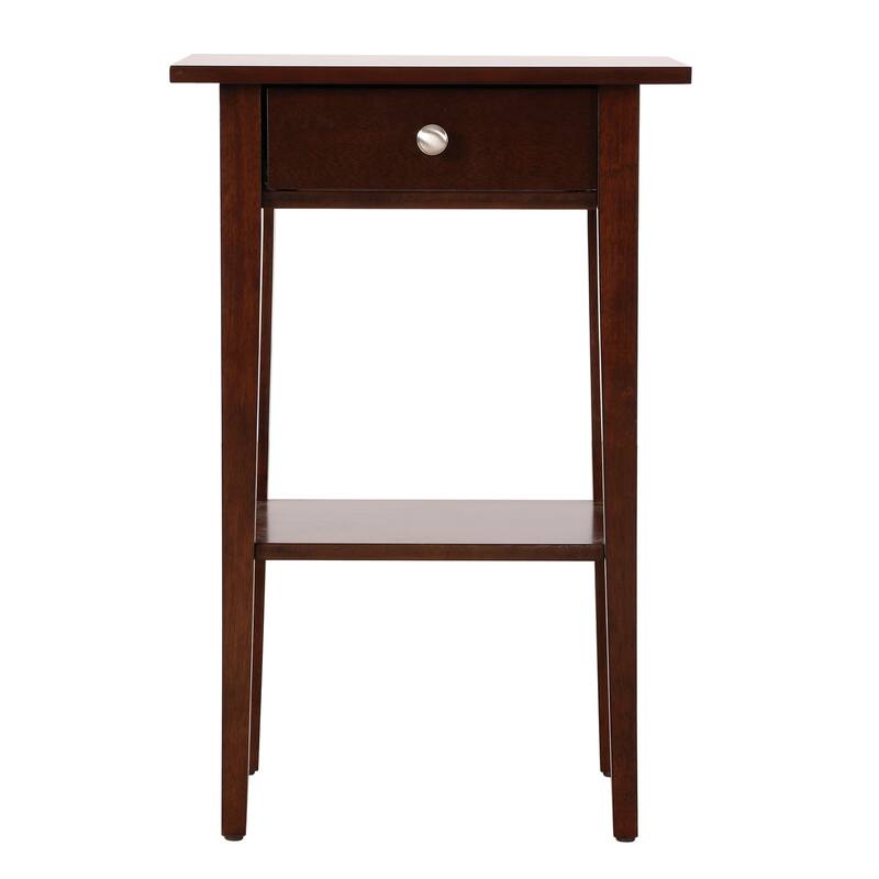 1-Drawer Cappuccino Nightstand with Open Shelf, 28 Inch Ready to Assemble Wood Bedside Table