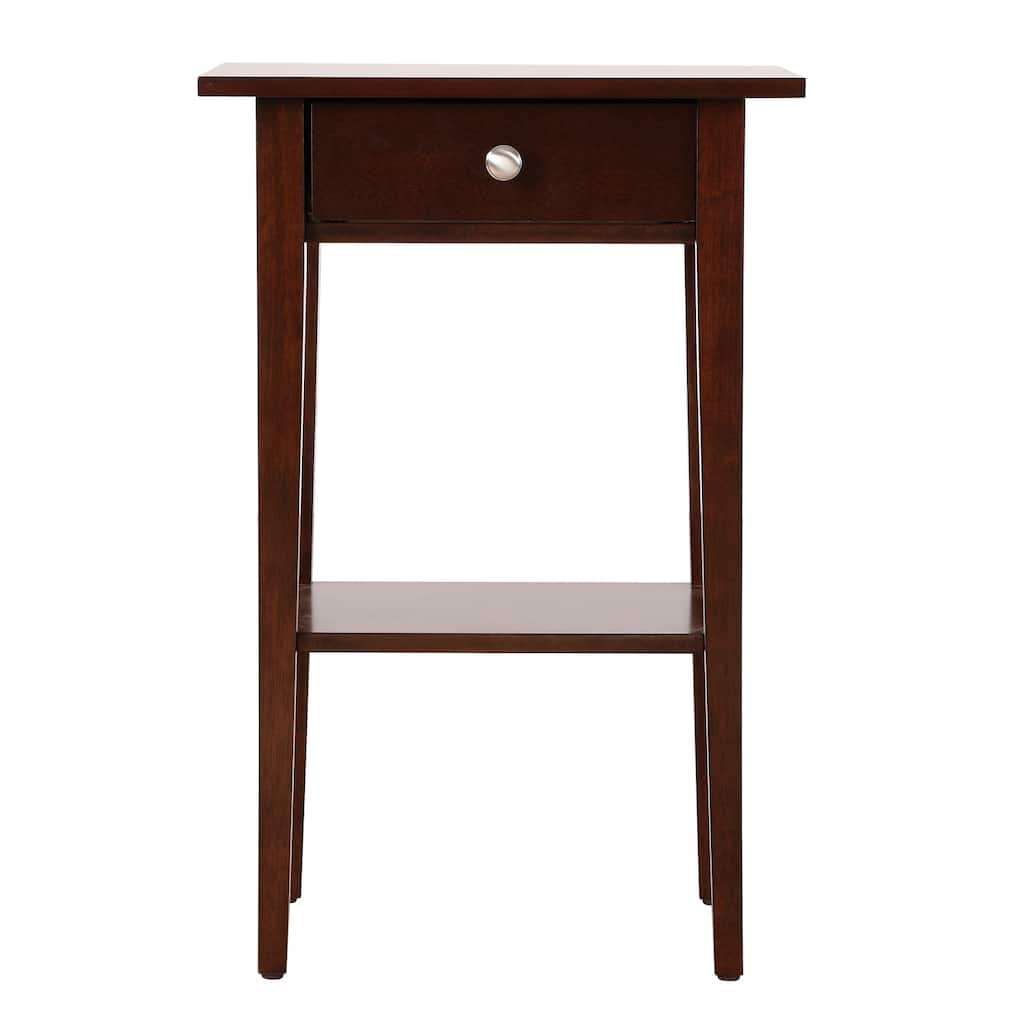 1-Drawer Cappuccino Nightstand with Open Shelf, 28 Inch Ready to Assemble Wood Bedside Table