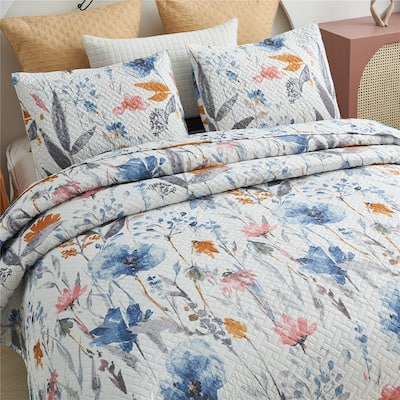 Plant Garden Summer Bedspread Coverlet with 2 Pillow Shams