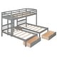 preview thumbnail 12 of 16, Bunk Bed,Triple Bunk Bed with Drawers, Gray