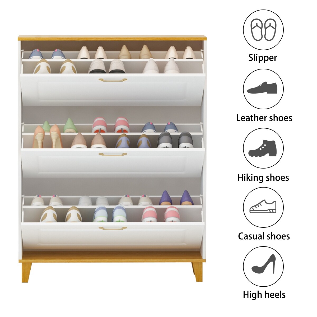 22.4 Shoe Storage Cabinet with 3 Flip Drawers Wood/ Grey by Kerrogee - On  Sale - Bed Bath & Beyond - 35523736