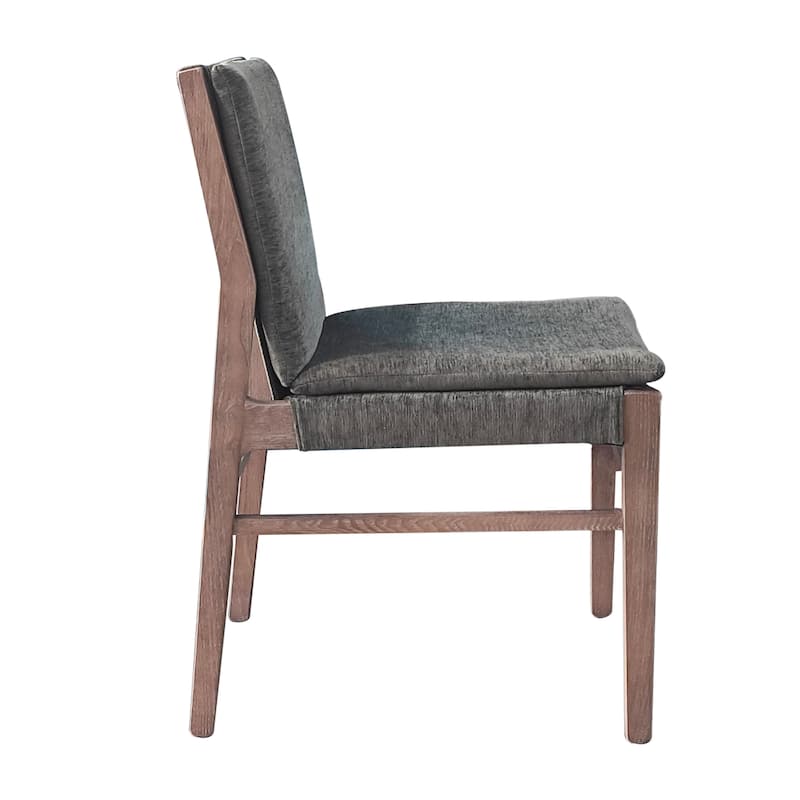 Lily Dining Chair Set of 2, Gray Seat and Back, Espresso Brown Ash Wood
