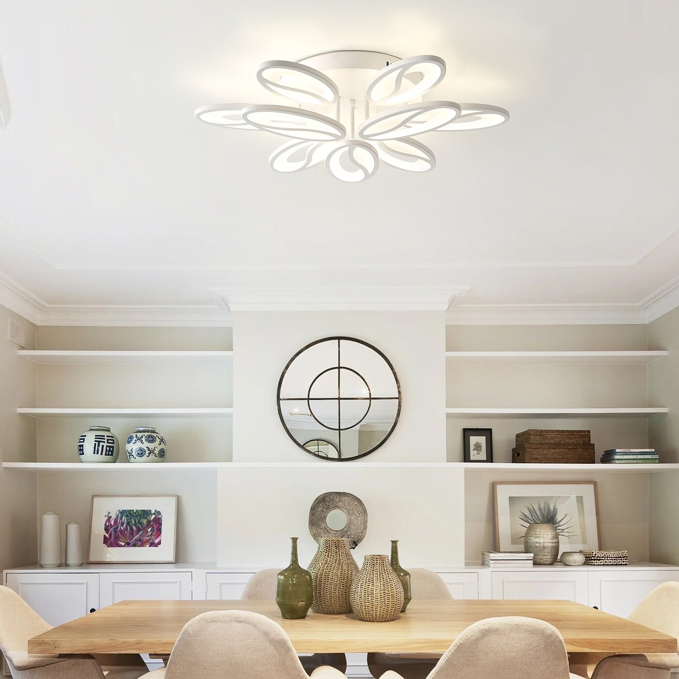 Modern Flower Shaped LED Semi Flush Mount Ceiling Light with Remote Control On Sale Bed Bath Beyond 39158770
