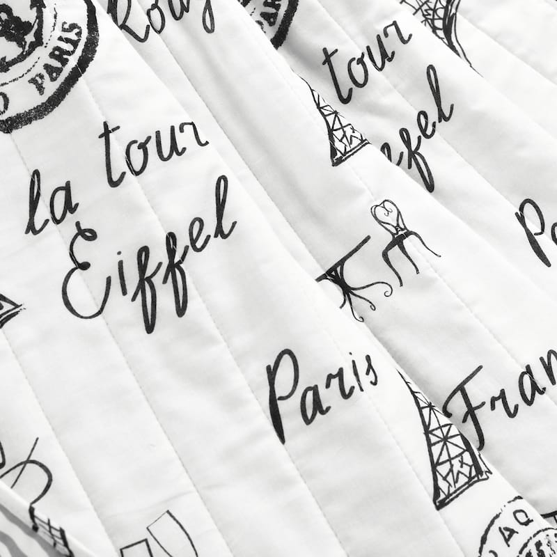 Lush Decor Paris Bonjour Reversible Cotton Throw Blanket