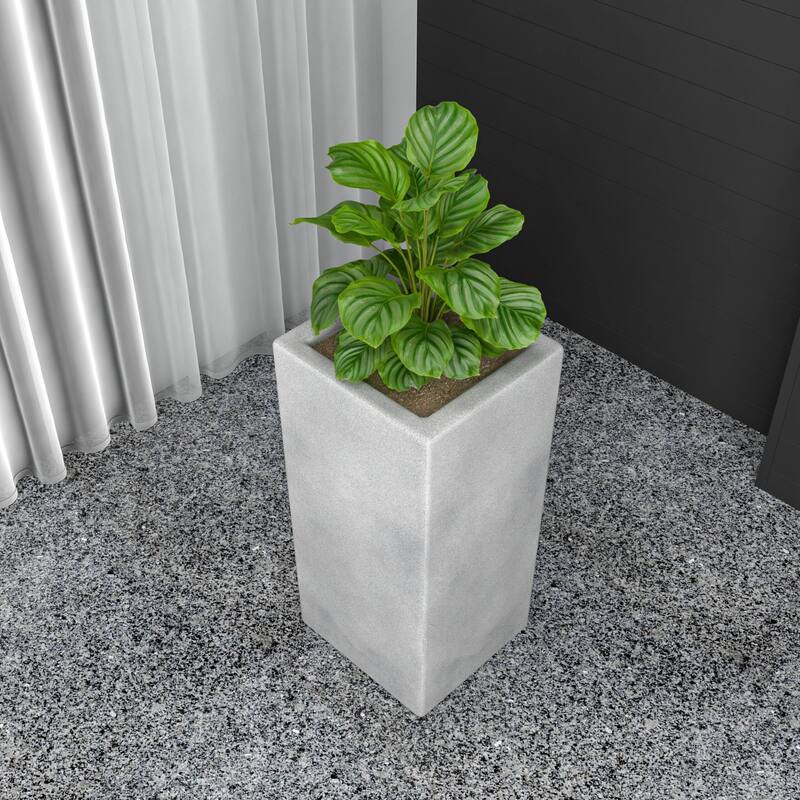 Modern Tall Square in Fiberstone and MGO Clay Planter Terra Series