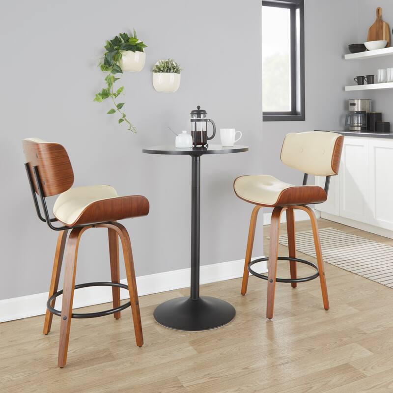 Carson Carrington Leksand 26" Fixed-Height Counter Stool with Bent Wood Legs (Set of 2)