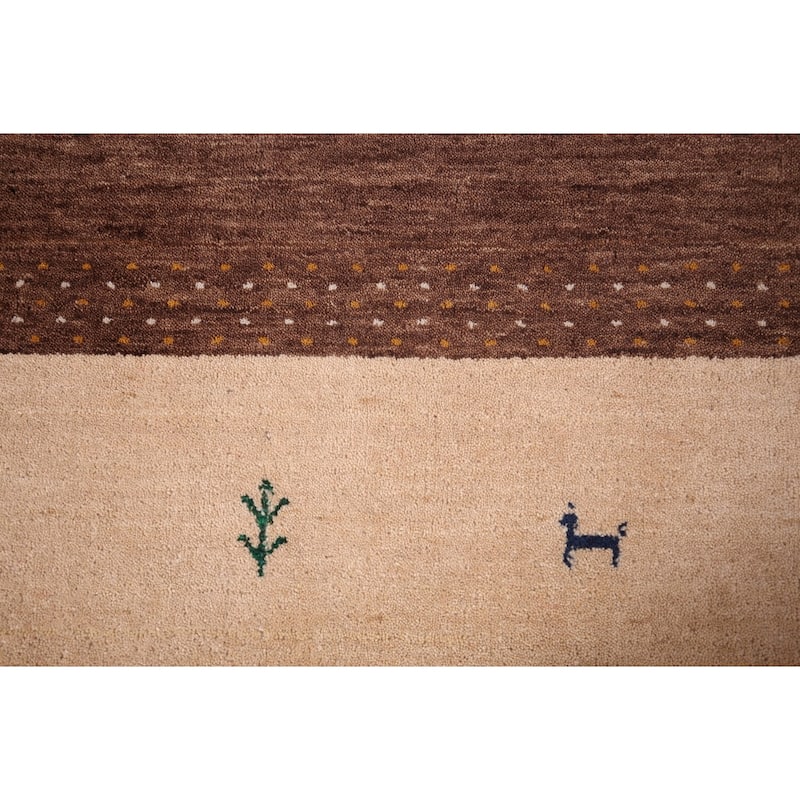Tribal Brown Gabbeh Oriental Area Rug Handmade Wool Carpet - 8'0"x 9'9"