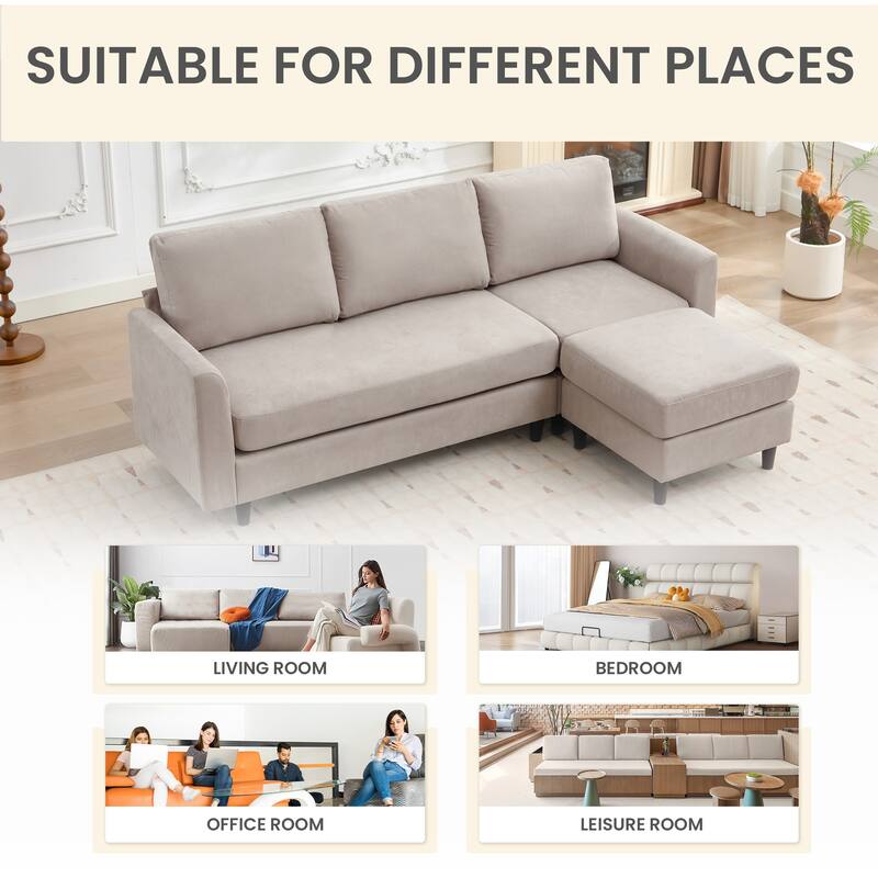Snow Velvet Sectional Sofa