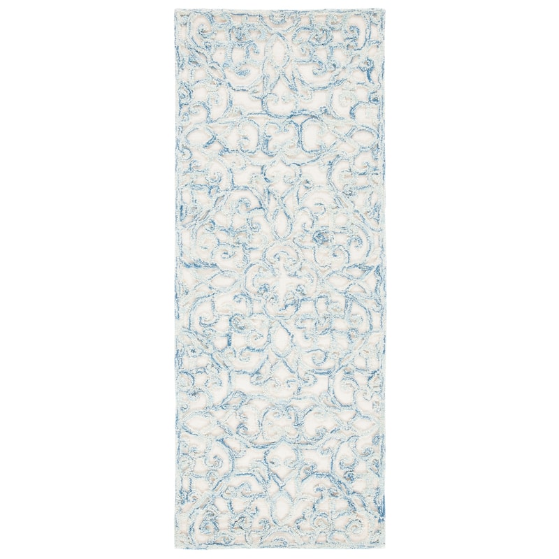 SAFAVIEH Handmade Trace Racheal Modern Wool Rug - 2' x 5' - Blue/Ivory