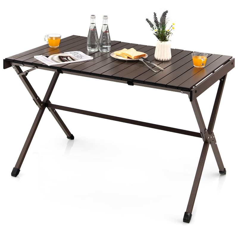 Costway 4-6 Person Portable Aluminum Camping Table Lightweight Roll Up - See Details
