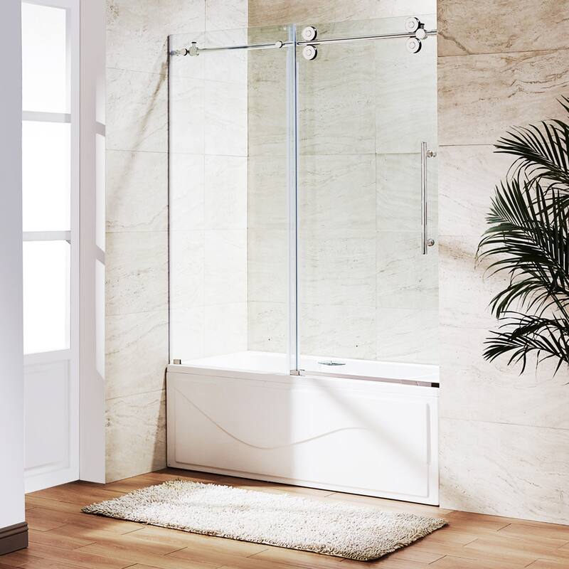 VIGO Elan 56" to 60" W x 66" H Frameless Sliding Tub Door