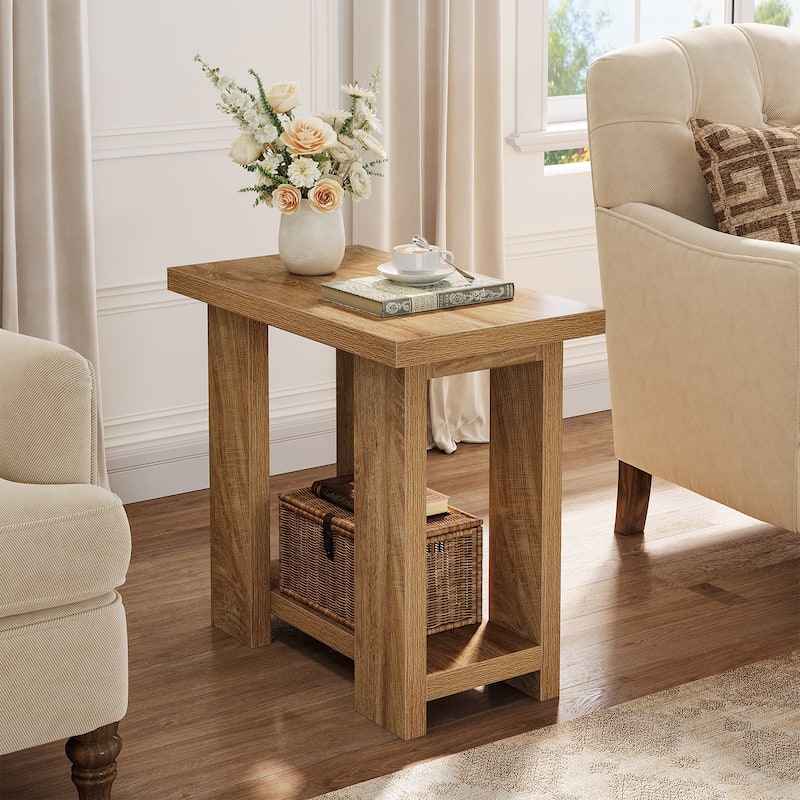 25.59'' Tall End Table with Open Shelf for Narrow Space
