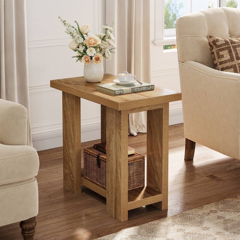 End Table with Open Shelf - BROWN-2PCS