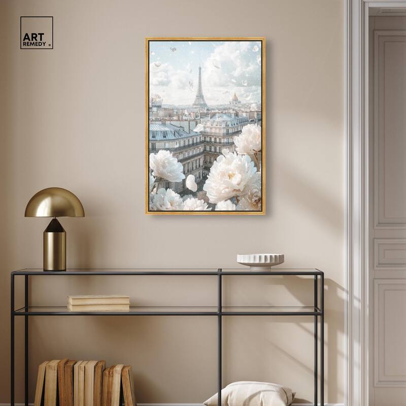 Peonies Over Paris Canvas by Art Remedy