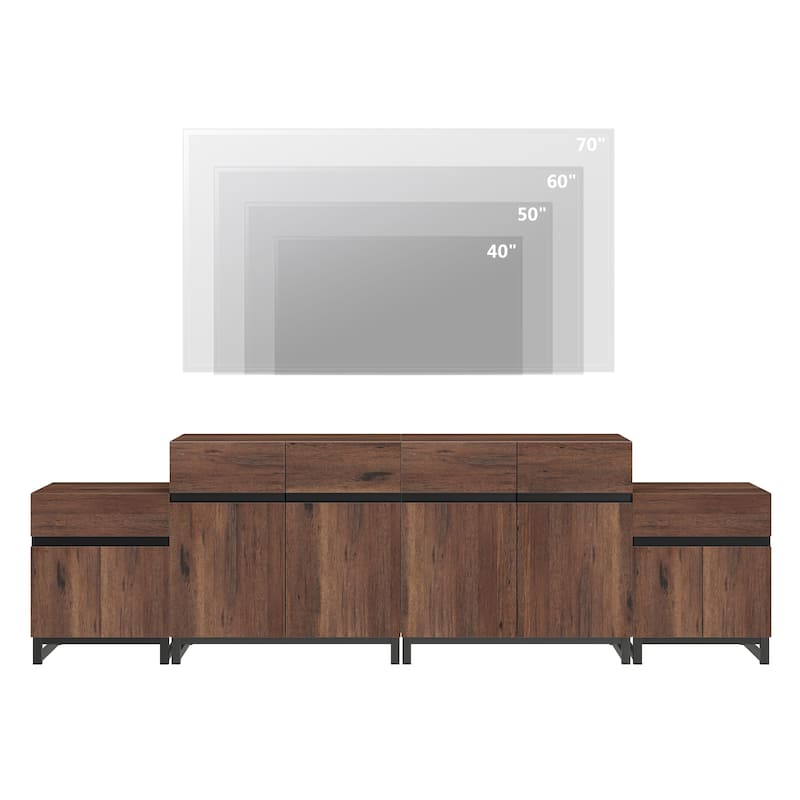 Modern TV Stand for TVs up to 70 Inches, 4-in-1 Entertainment Console with Storage Cabinets and 2 End Table, Media Cabinet