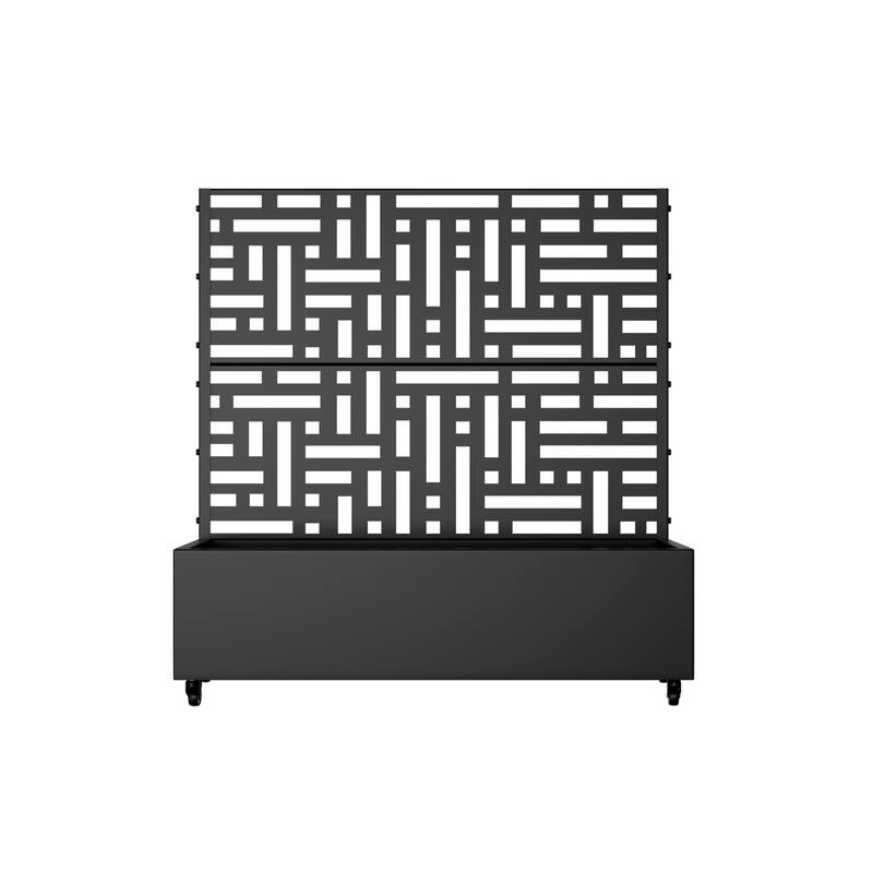 Metal Movable Planter Box with Trellis Privacy Screen Planter Box with Lockable Wheels