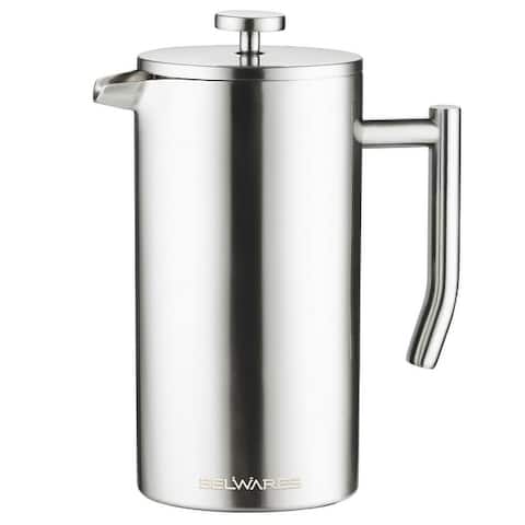 Belwares Stainless Steel French Coffee Press, With Double Wall and Extra Filters