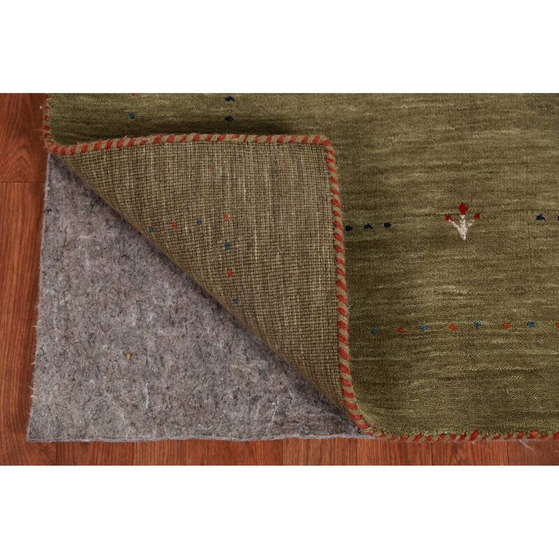Hand Knotted Oriental 100% Wool Carpet Tribal Tribal Green Gabbeh Area Rug - 5' 0'' X 3' 2''