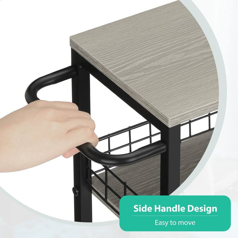 Slim Storage Cart 4 Tier Slim Rolling Cart on Wheels Mobile Narrow Kitchen Cart with Wooden Tabletop