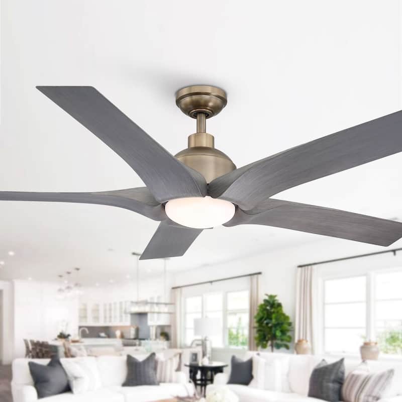 56" Antique Bronze ABS 5-Blade Chandelier Ceiling Fan with Light and Remote